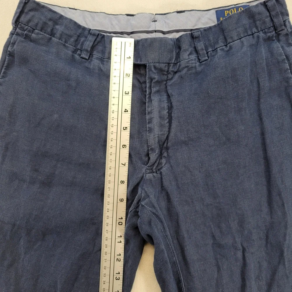 Polo Ralph Lauren Linen Pants Mens 32x32 Navy Blue Slim Fit Trousers